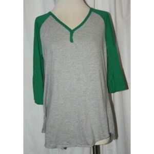 Augusta Sportswear Gray & Green 3/4 Sleeve Raglan Baseball Shirt Size L